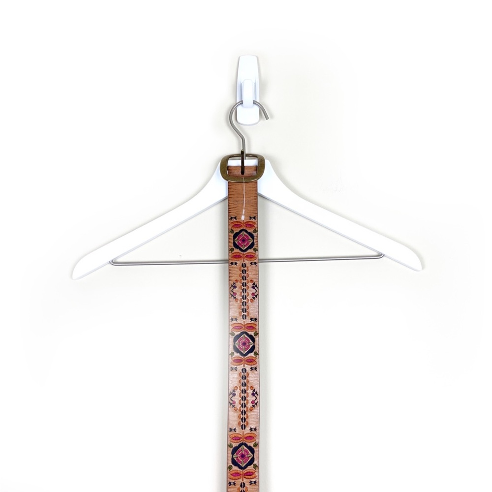 Fossil | Embroidered Floral Tan Leather  Belt